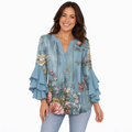 Dusty Blue Wood-Grain Floral