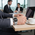 Silver-coloured Bracelet with Black Dial